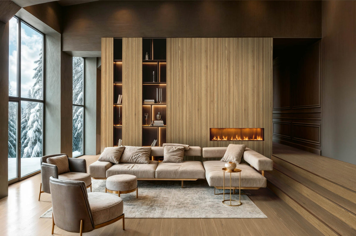 Wood look — Porcelain tile Woodwise Auburn, wood look, 20x120–120x280 cm, for indoor use