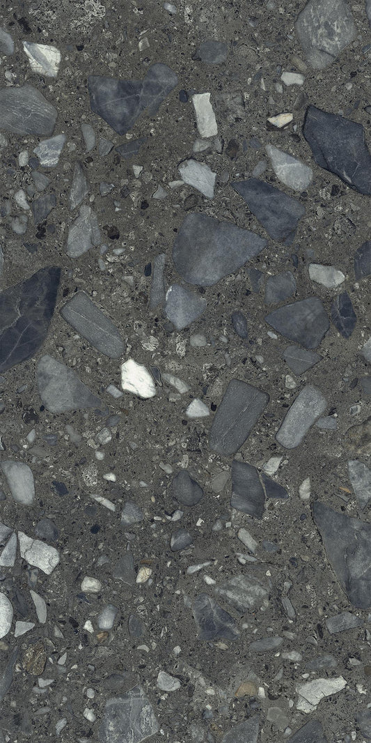 Gresie porțelanată aspect piatră Morphic Bold Anthracite 120x280 cm