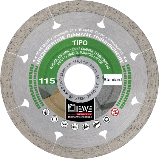 Disc diamantat Diewe Tipo pentru plăci, 115 mm